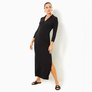 Lilly Pulitzer Ollie Maxi Polo Dress black minimalistic medium